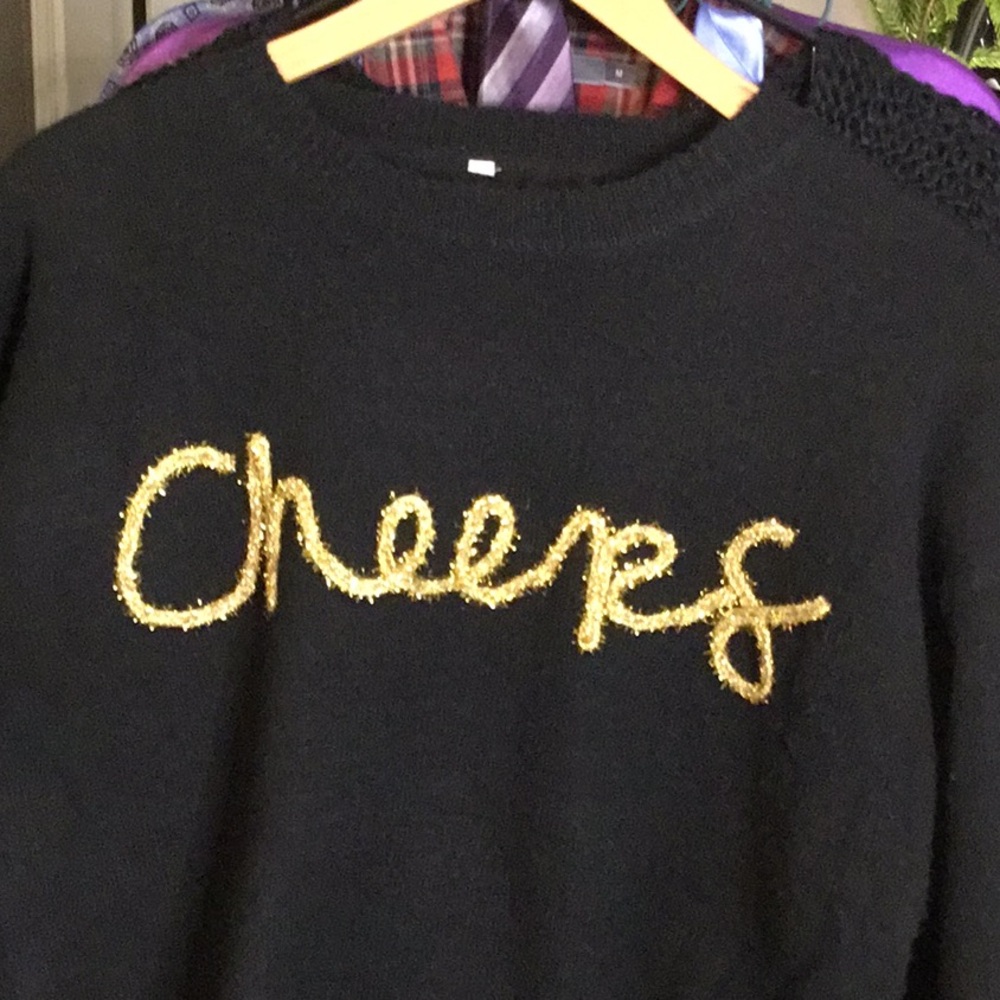 Elegant Black Sweater with Gold Embroidery